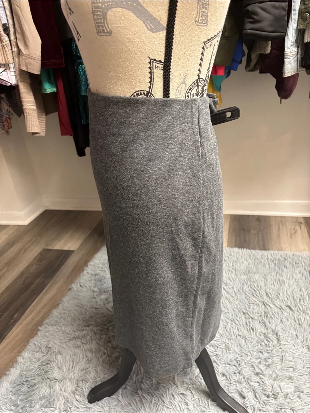 Dark Heather Gray Ponte-Knit Pencil Skirt